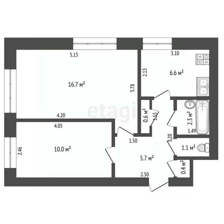 2-к кв. Башкортостан, Бирский район, Бурновский сельсовет, с. ... - Фото 2