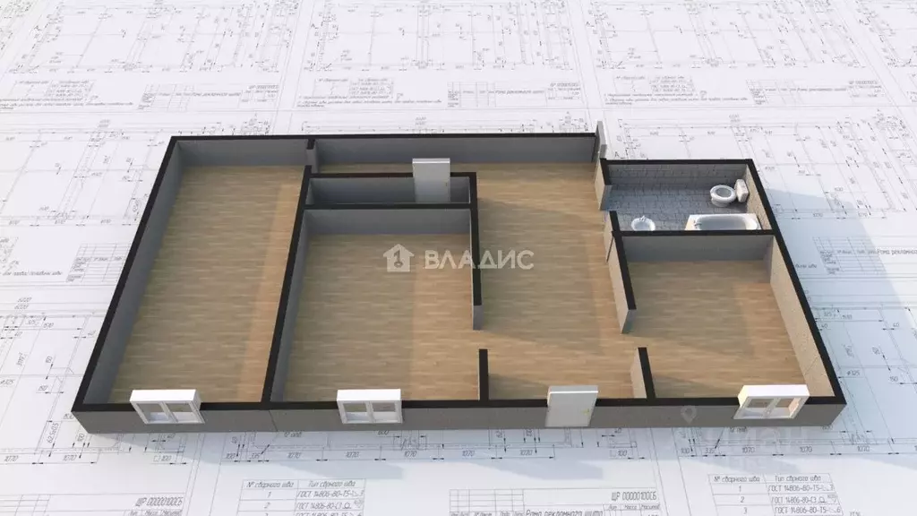 3-к кв. Иркутская область, Ангарск 177-й кв-л, 7 (56.6 м) - Фото 1