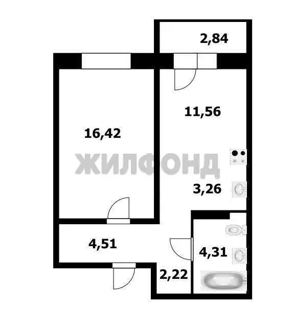 2-комнатная квартира: Новосибирск, улица Петухова, 16/3 (45.14 м) - Фото 0