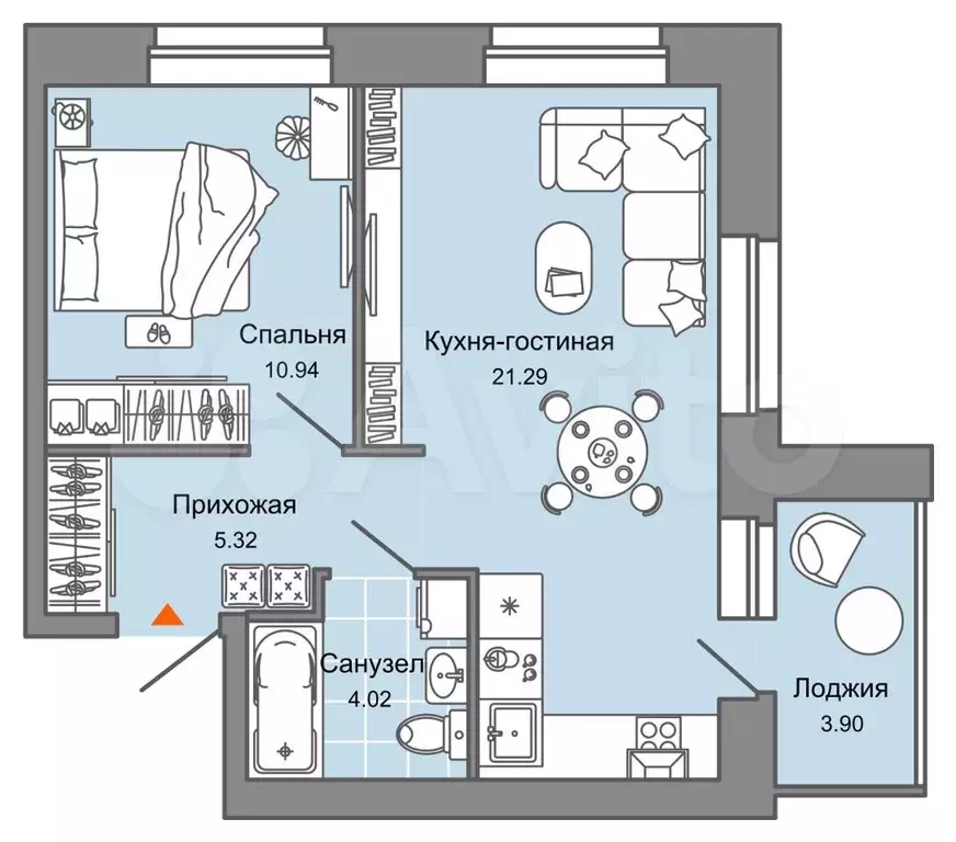 2-к. квартира, 44 м, 2/4 эт. - Фото 0