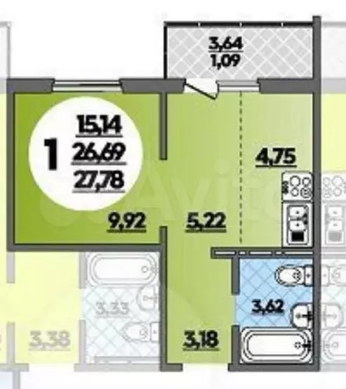 Квартира-студия, 28 м, 16/18 эт. - Фото 0