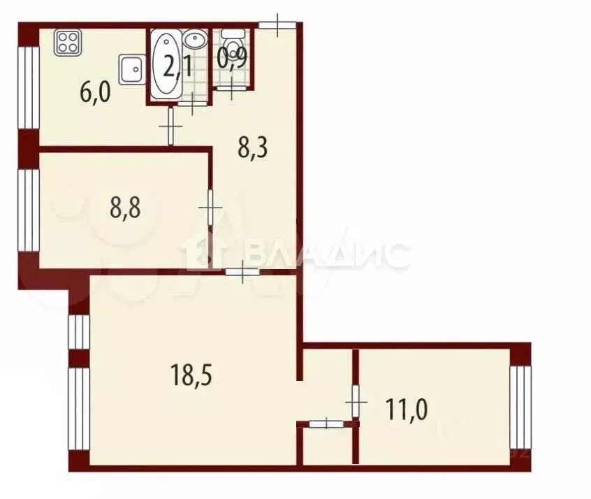 3-к кв. Санкт-Петербург просп. Наставников, 6 (56.7 м) - Фото 2