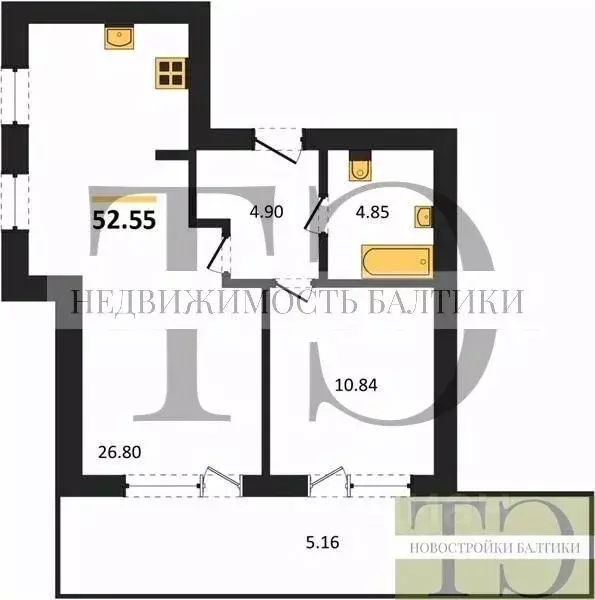 1-к кв. Калининградская область, Янтарный пгт Янтарные Сезоны жилой ... - Фото 1