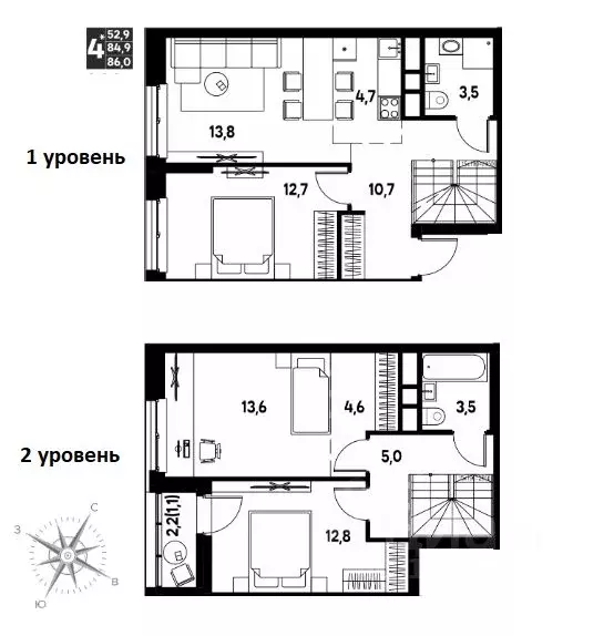 Студия Пермский край, д. Кондратово просп. Дягилева, 2 (86.0 м) - Фото 1