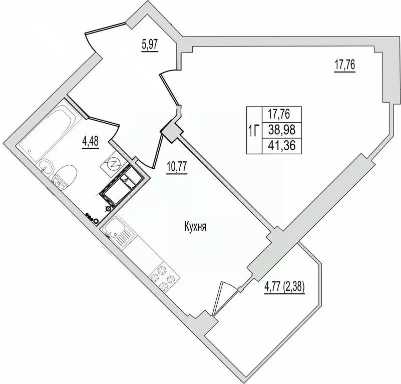 1-к кв. Псковская область, Псков Линейная ул., 87 (41.36 м) - Фото 1