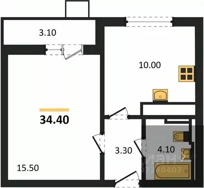 1-к кв. Воронежская область, Воронеж ул. Загоровского, 5/4 (34.4 м) - Фото 0