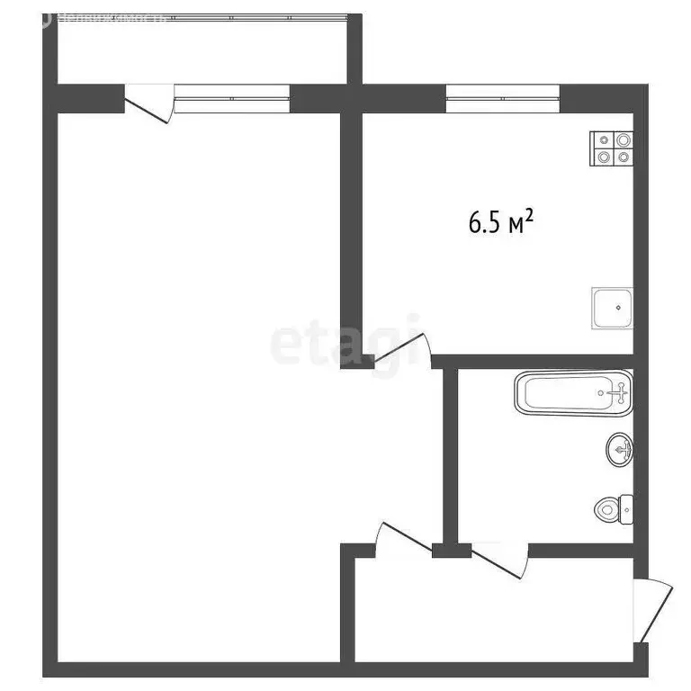 1-комнатная квартира: Шебекино, Парковая улица, 4 (30.7 м) - Фото 1