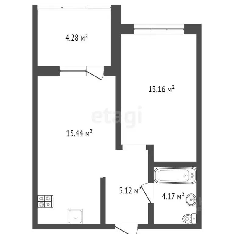 1-к кв. Брянская область, Брянск ул. Ульянова, 24 (37.38 м) - Фото 1