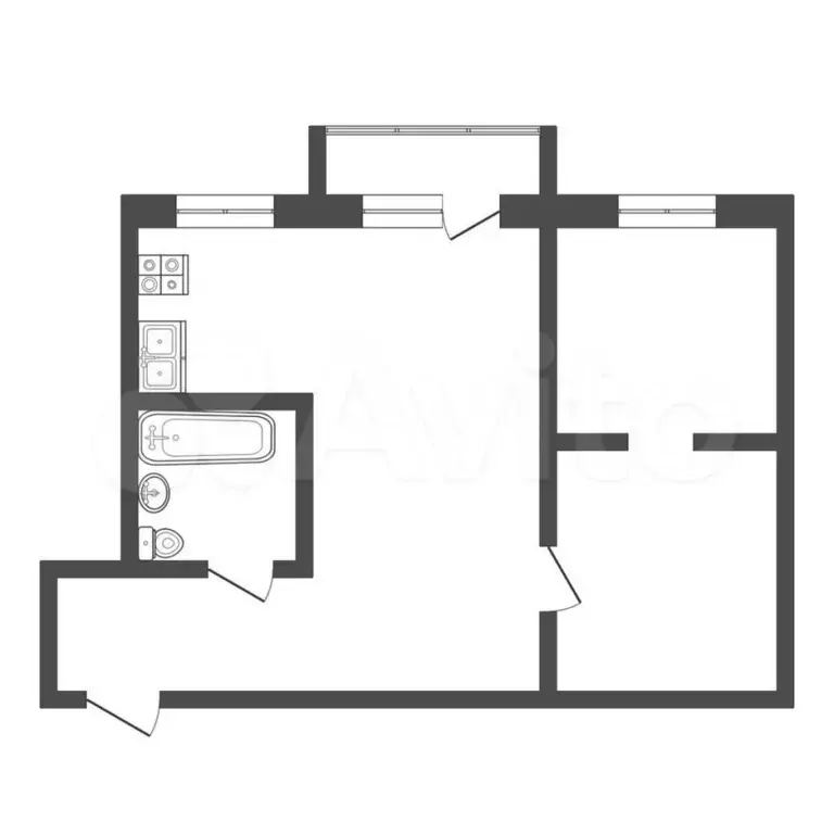 2-к. квартира, 43,4 м, 3/4 эт. - Фото 0