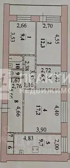 4-к кв. Липецкая область, Липецк Московская ул., 47 (72.3 м) - Фото 2