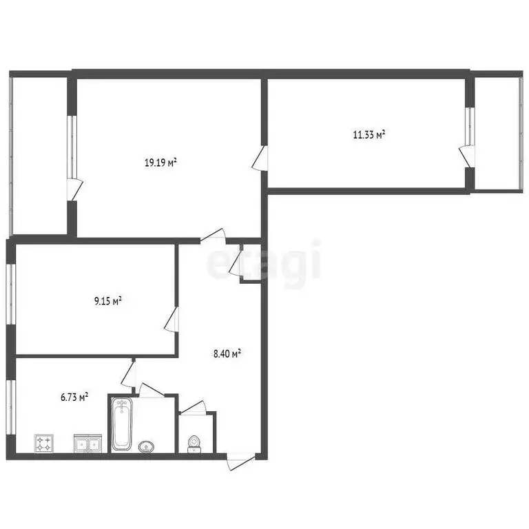 3-комнатная квартира: Санкт-Петербург, проспект Художников, 15к3 (58.3 ... - Фото 1