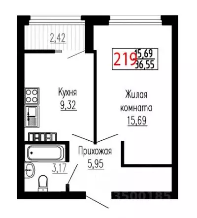 1-к кв. Свердловская область, Екатеринбург ул. Лыжников, 3 (36.6 м) - Фото 0