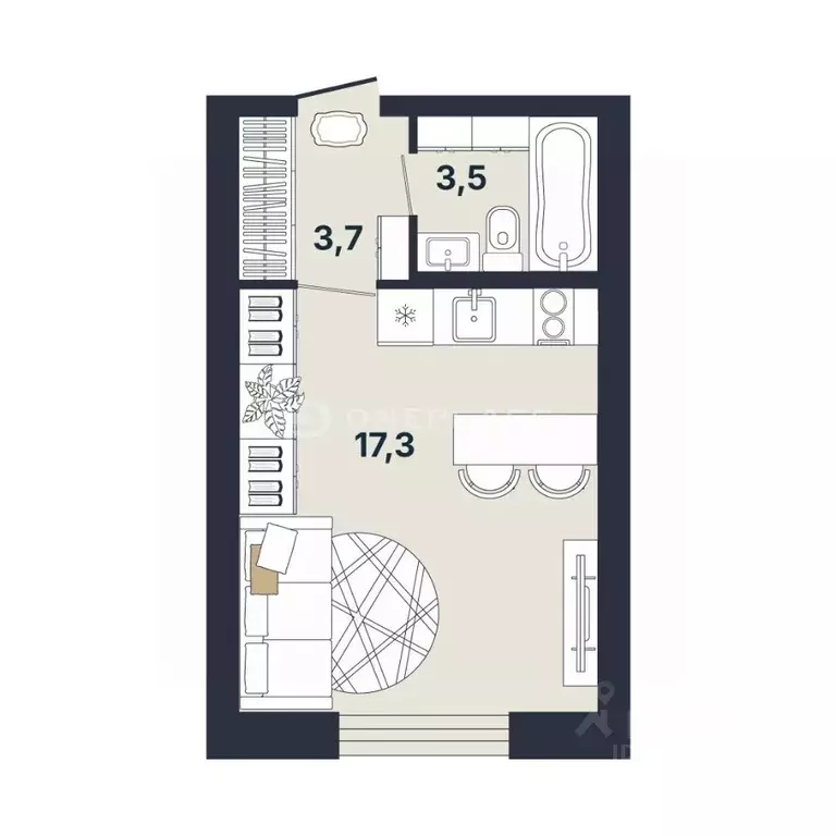 Студия Ленинградская область, Мурино Всеволожский район, Новая ул., ... - Фото 2