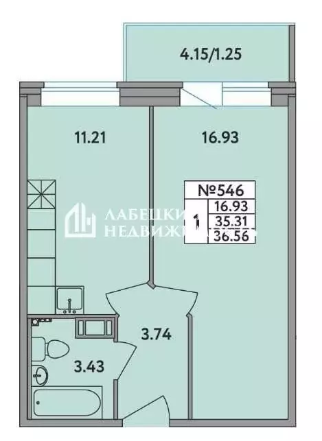 1-комнатная квартира: Новое Девяткино, Главная улица, 2 (35.1 м) - Фото 1