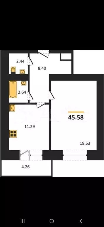 1-к. квартира, 45 м, 1/16 эт. - Фото 1