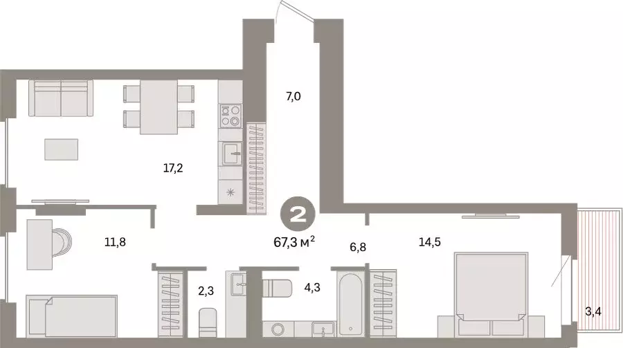 2-комнатная квартира: Екатеринбург, жилой район Сортировочный, ... - Фото 1