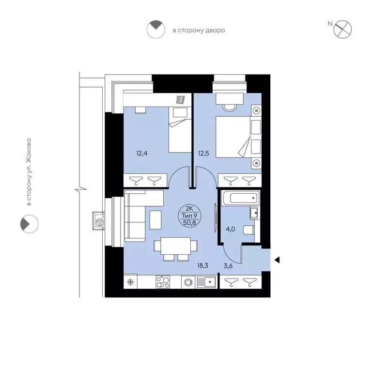 2-комнатная квартира: Сыктывкар, улица Жакова, 17 (50.8 м) - Фото 1