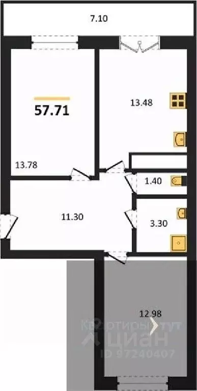 2-к кв. Воронежская область, Воронеж Цимлянская ул., 10Д (57.71 м) - Фото 0