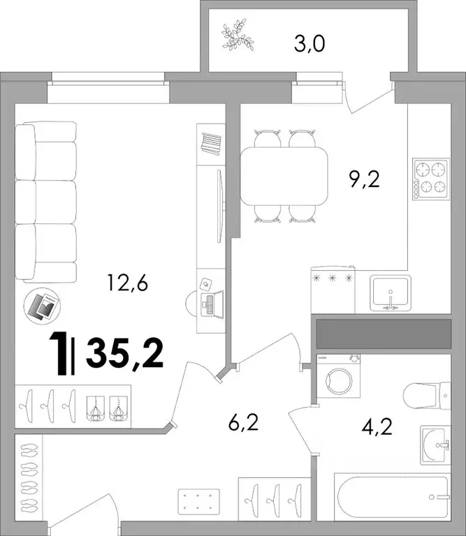 1-к кв. Тверская область, Калининский муниципальный округ, д. Батино ... - Фото 1