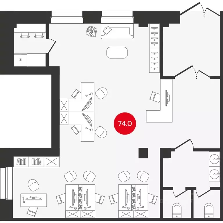 Офис в Новосибирская область, Новосибирск Первомайская ул., 43 (74 м) - Фото 2
