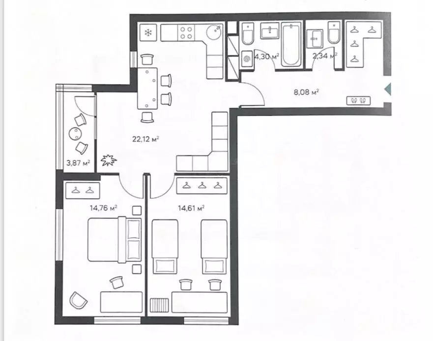 2-комнатная квартира: Нижний Новгород, Анкудиновское шоссе, 34 (772 м) - Фото 1