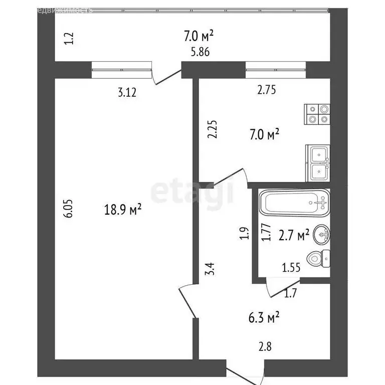 1-комнатная квартира: Стерлитамак, улица Худайбердина, 139 (34.9 м) - Фото 0