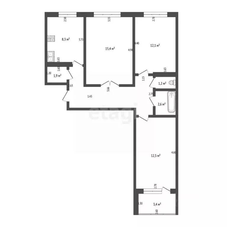 3-к кв. Башкортостан, Стерлитамак Патриотическая ул., 98 (65.0 м) - Фото 1