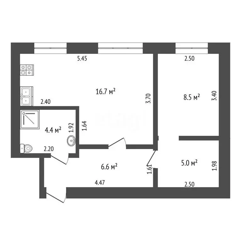 2-комнатная квартира: Тюмень, Рижская улица, 78 (41.2 м) - Фото 1