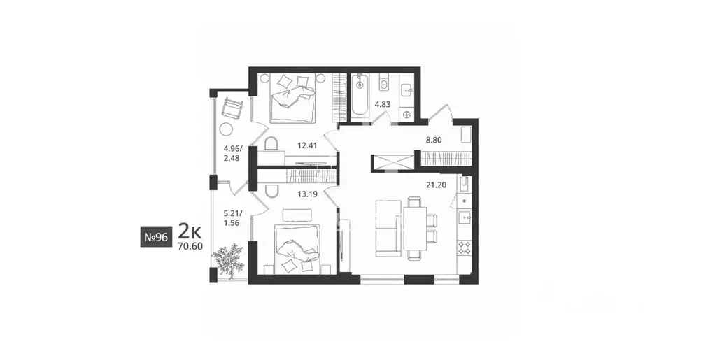 2-к кв. Калининградская область, Светлогорск Новая ул., 108-114 (70.6 ... - Фото 1
