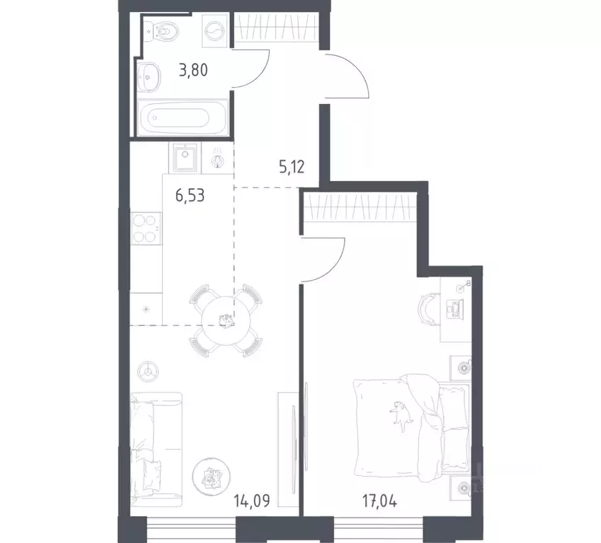 1-к кв. Забайкальский край, Чита Железобетонная ул., 1/4 (46.58 м) - Фото 1