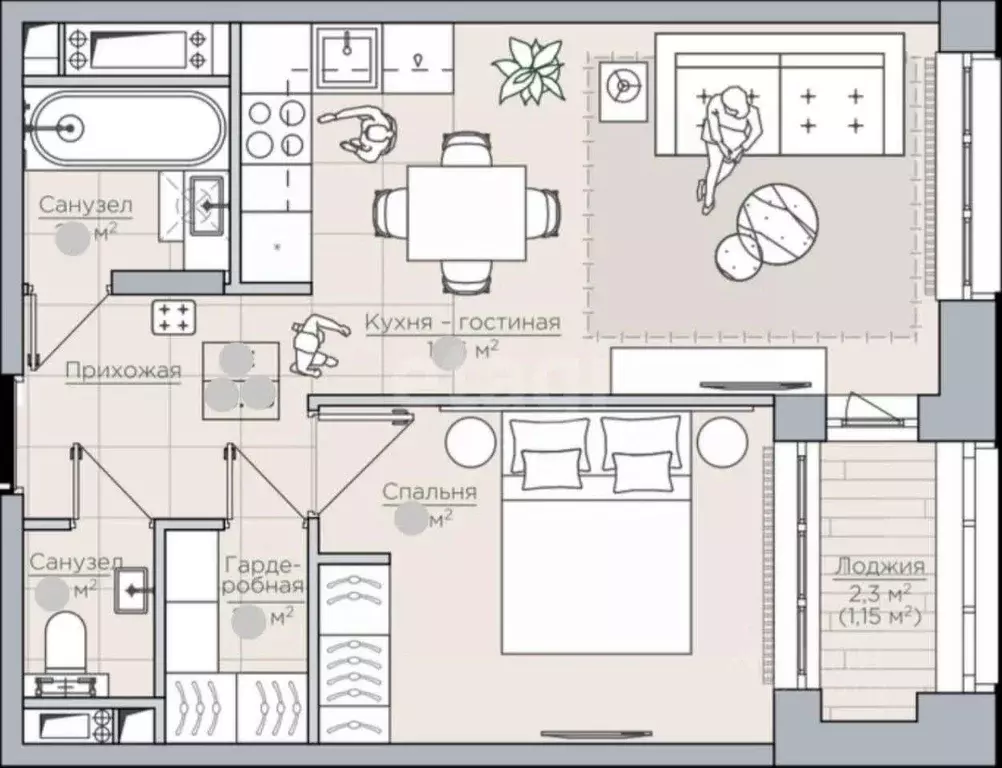 1-к кв. Татарстан, Казань ул. Алексея Козина, 2 (40.0 м) - Фото 2