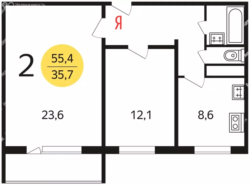 2-комнатная квартира: Москва, Поречная улица, 13к2 (55 м) - Фото 1