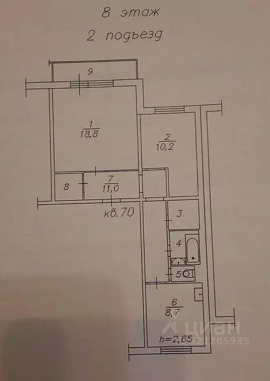 2-к кв. Красноярский край, Красноярск Взлетка мкр, ул. Батурина (58.0 ... - Фото 0