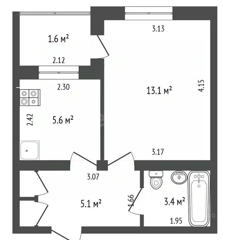 1-к кв. Крым, Феодосия ул. Челнокова, 56Б (28.2 м) - Фото 2