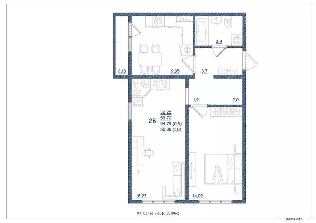 2-к кв. Тверская область, Тверь Новочеркасская ул., 49 (55.88 м) - Фото 1