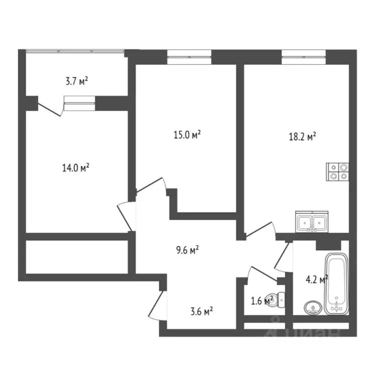 2-к кв. Тюменская область, Тюменский муниципальный округ, д. Дербыши ... - Фото 2