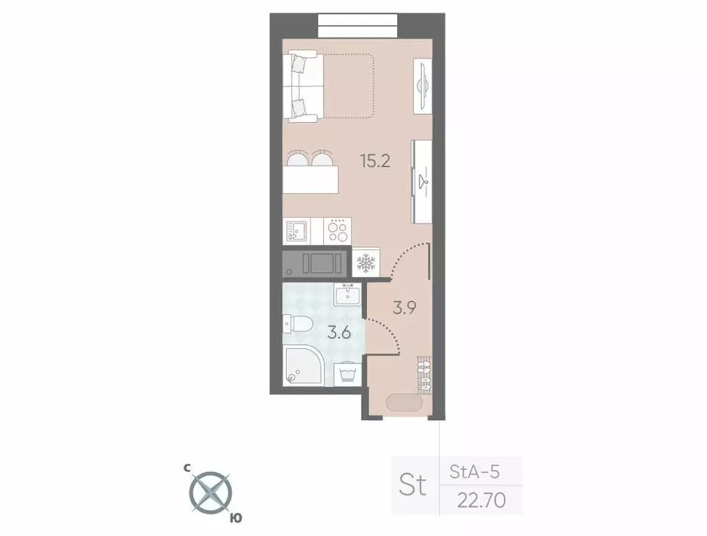 Квартира-студия: Санкт-Петербург, Якорная улица, 8к2 (22.7 м) - Фото 1