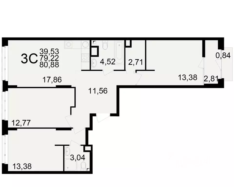 3-к кв. Рязанская область, Рязань Аура жилой комплекс (79.22 м) - Фото 1