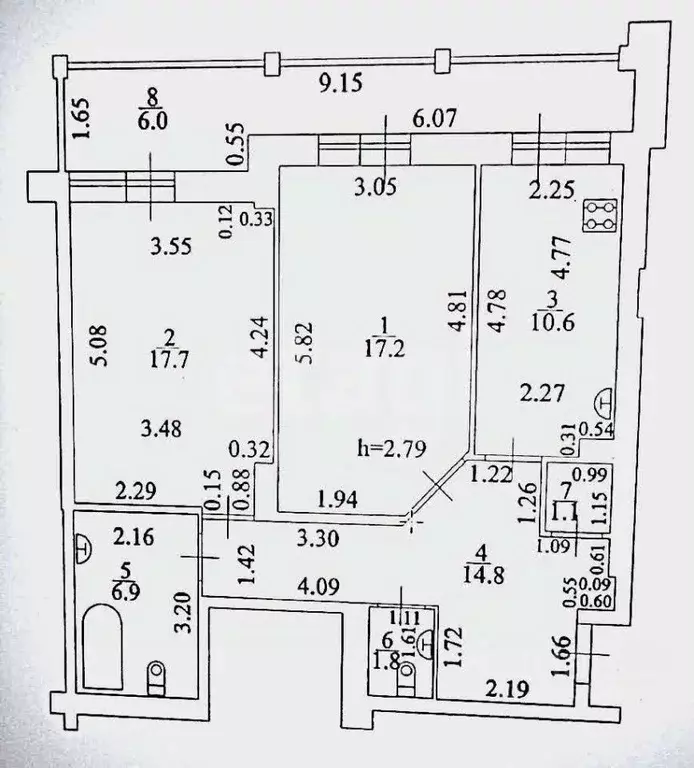 2-к кв. Татарстан, Казань ул. Курашова, 20 (70.1 м) - Фото 2