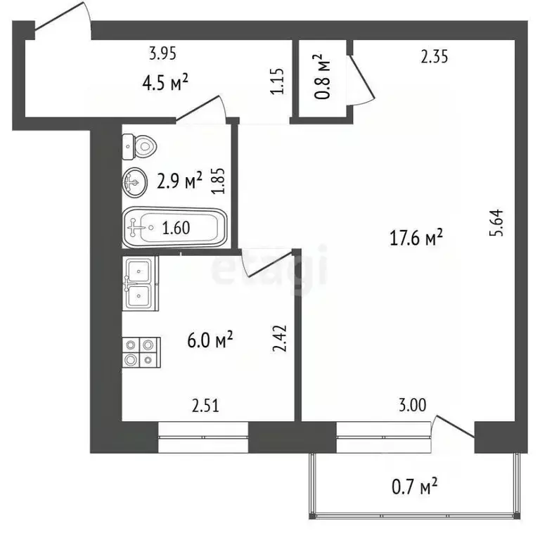 1-к кв. Татарстан, Бугульма ул. Мусы Джалиля, 48 (31.8 м) - Фото 1