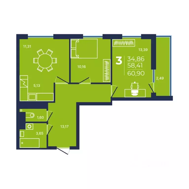 3-к кв. Башкортостан, Уфа просп. Дружбы Народов, 51 (60.8 м) - Фото 1