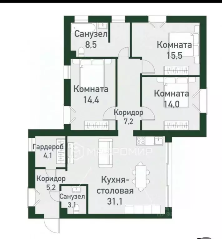 3-к кв. Челябинская область, Челябинский городской округ, пос. ... - Фото 2