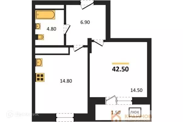 Продаётся 1-к квартира, 42.5 м - Фото 1