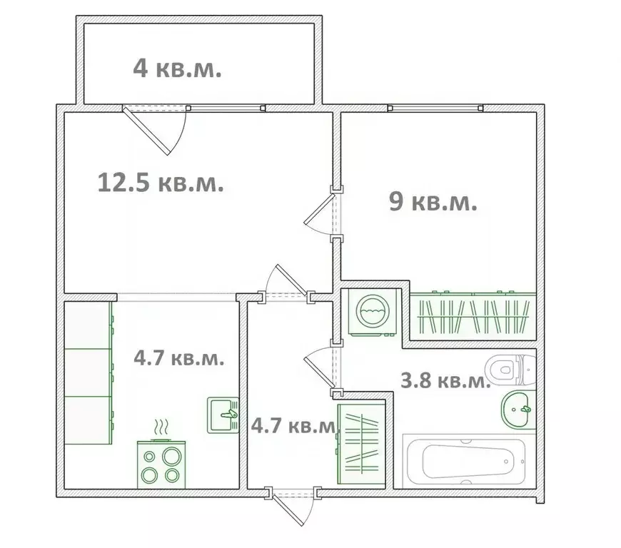 1-к кв. Омская область, Омск Светловская ул., 14 (34.0 м) - Фото 2