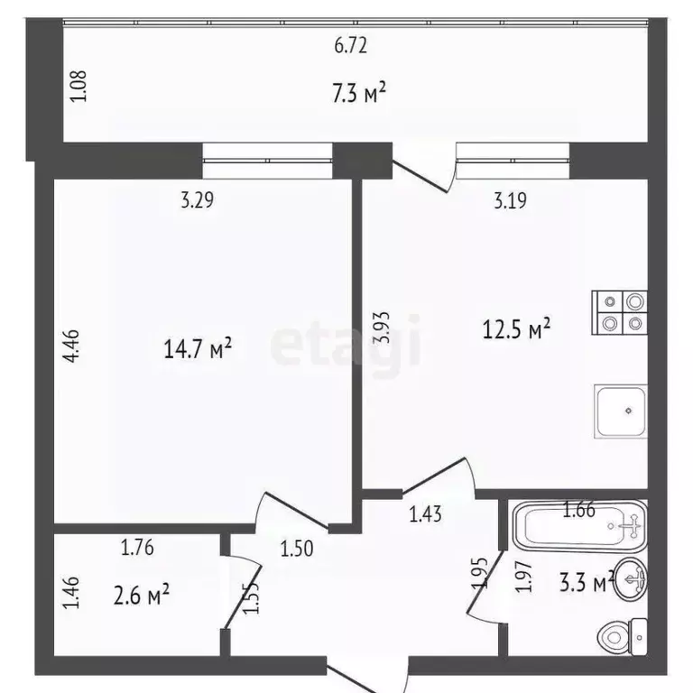 1-к кв. Тюменская область, Тюмень Кремлевская ул., 102 (38.7 м) - Фото 2