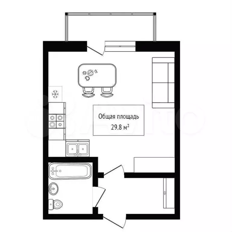 Квартира-студия, 29,8 м, 4/9 эт. - Фото 0