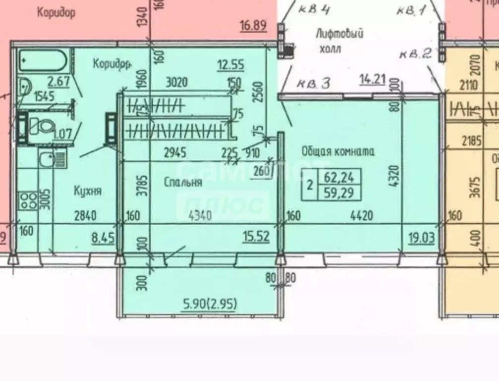 2-к кв. Алтайский край, Барнаул Власихинская ул., 105 (62.0 м) - Фото 1