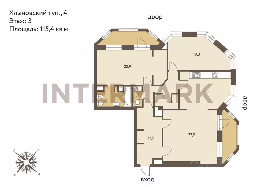 3-к кв. Москва Хлыновский туп., 4 (115.4 м) - Фото 1