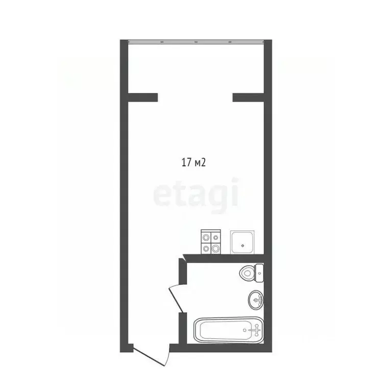 Студия Тюменская область, Тюмень ул. Новоселов, 111 (17.0 м) - Фото 1