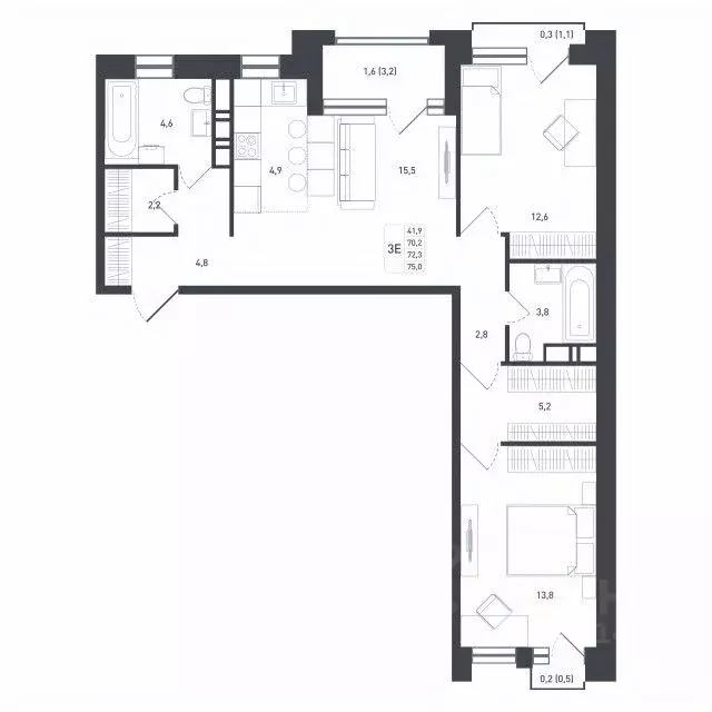 3-к кв. Московская область, Подольск городской округ, д. Борисовка ... - Фото 0